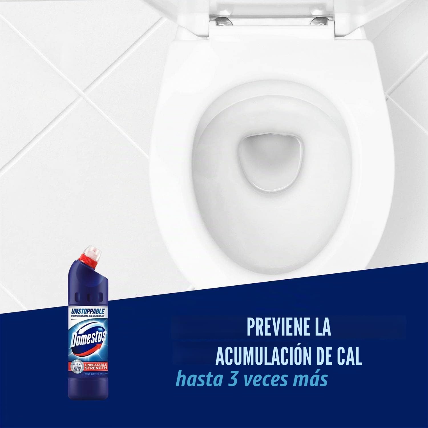 Lejía Domestos original azul de 750 ml, caja de 9 unidades