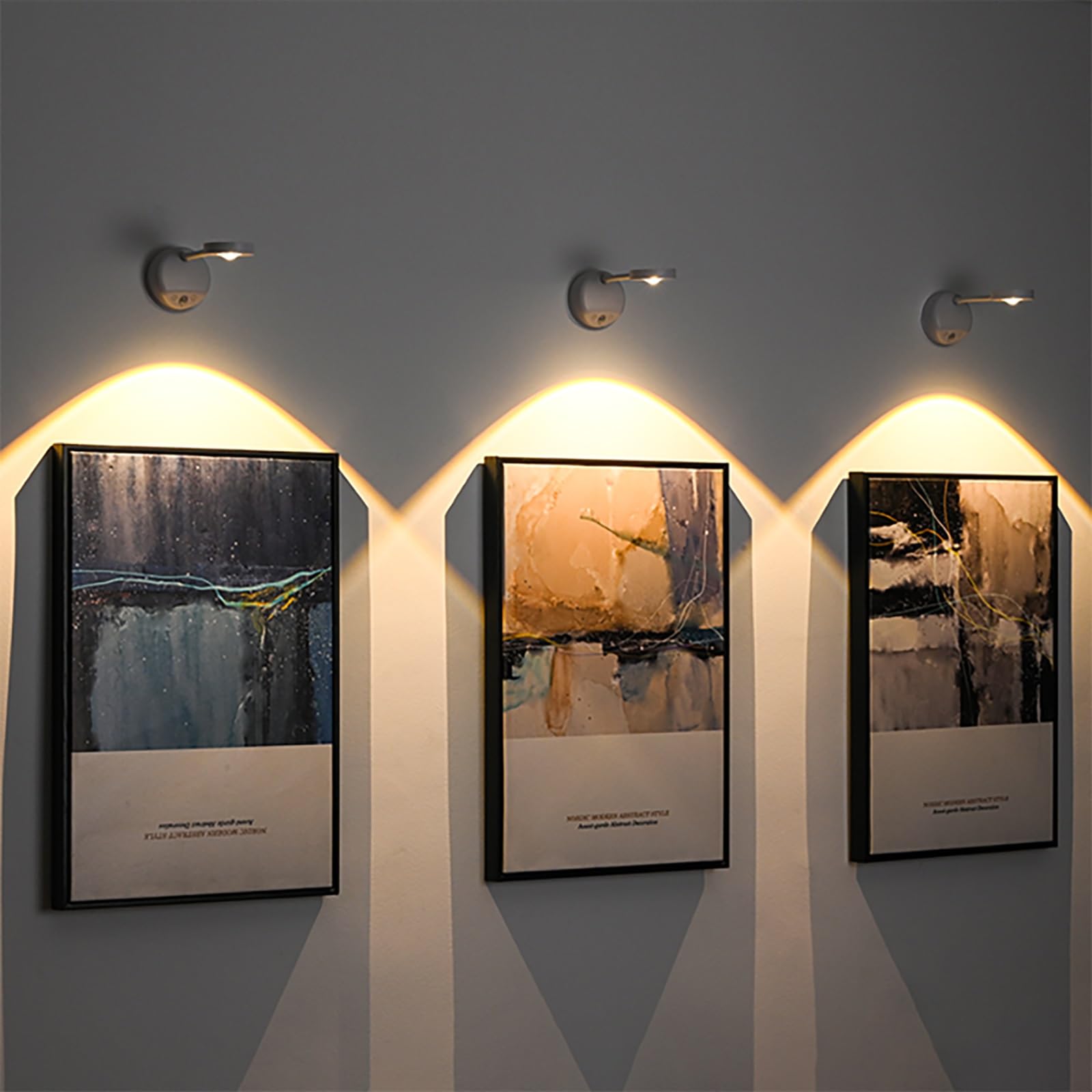 3-kolorowe oświetlenie USB na baterie, oświetlenie LED z czujnikiem ruchu, obrót o 360°, lampa LED na ścianę, galerię, ściemniane światła do szafy (czarne)
