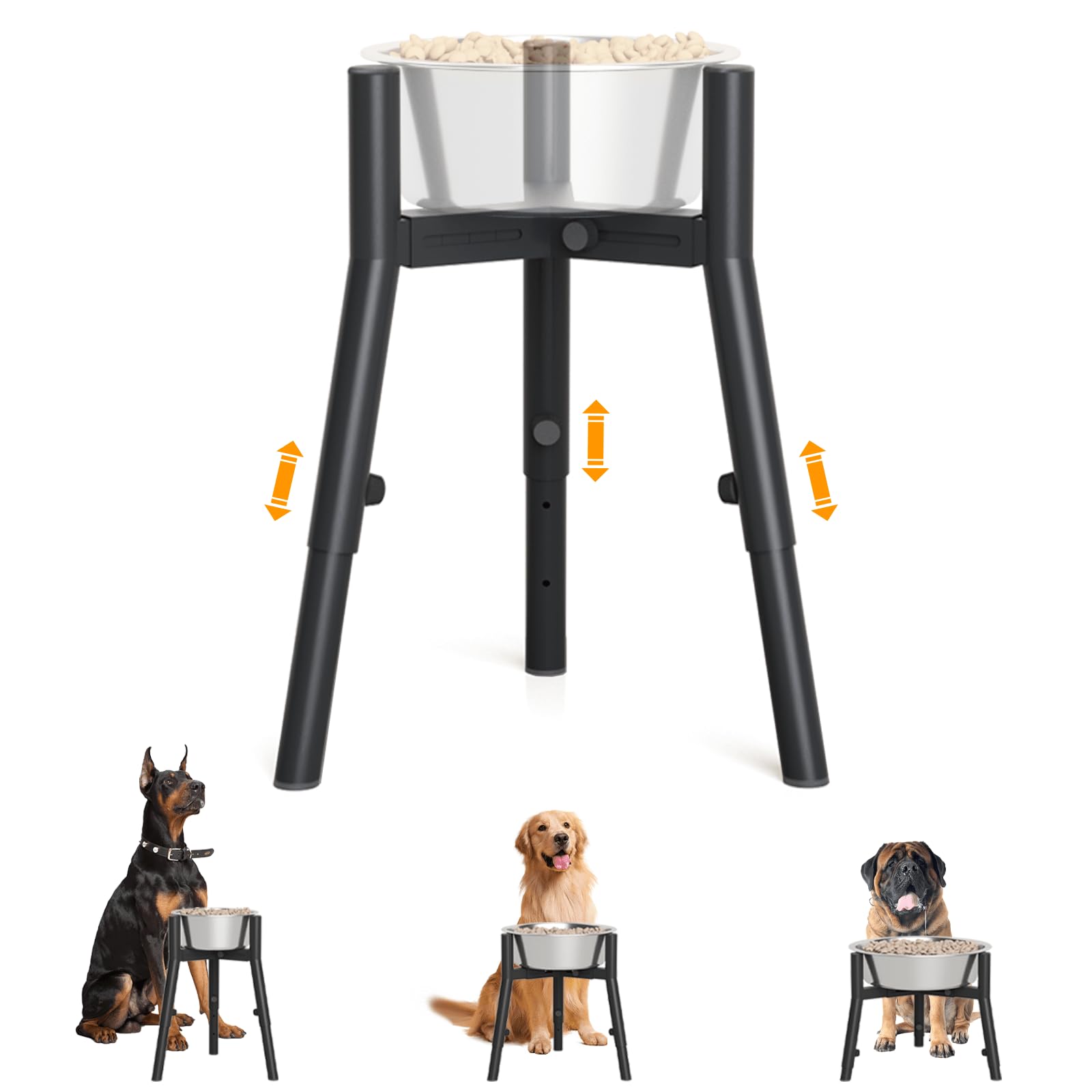 SHAINFUN Raised Dog Bowl Stand for Medium & Large & Extra Large Dogs, Adjustable Wide 7-10.7" Heights 9.8-13.4" (Bowl Not Included)