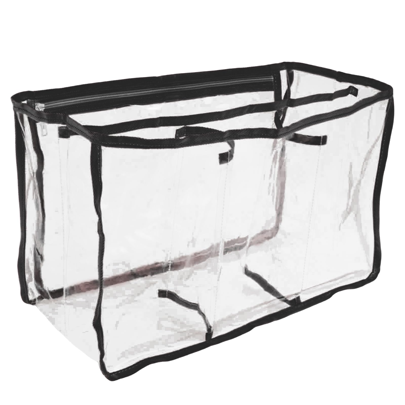 Sutowe Black Pvc Clear Insert Bag Waterproof Inner Bag Clear Travel Storage Bag With Divided Organizer Purse Transparent Cosmetic Makeup Bags Toiletry Wash Bag With Zipper For Traveling(Black)