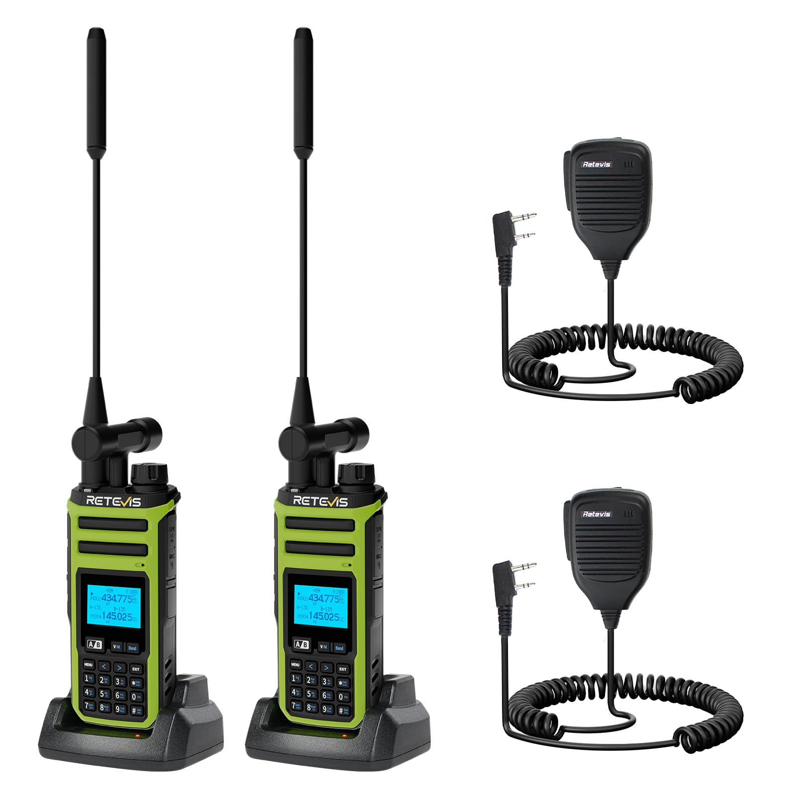 Retevis A3 CB Handfunkgerät Quadband, Funkgeräte mit Große Reichweite, AM/FM/SSB/AIR/CB RX, 999 Kanalnummer, 2500 mAh Akku, VFO Custom, Amateurfunkgerät mit Mikrofon für Reisen und Abenteuer (2 Stück)