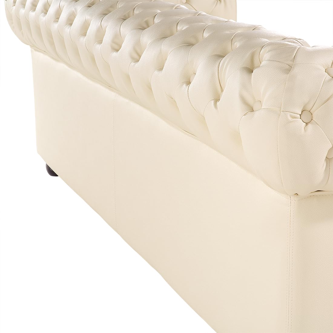 Beliani Klassisches Sofa mit Sessel Echtleder Hellbeige Chesterfield