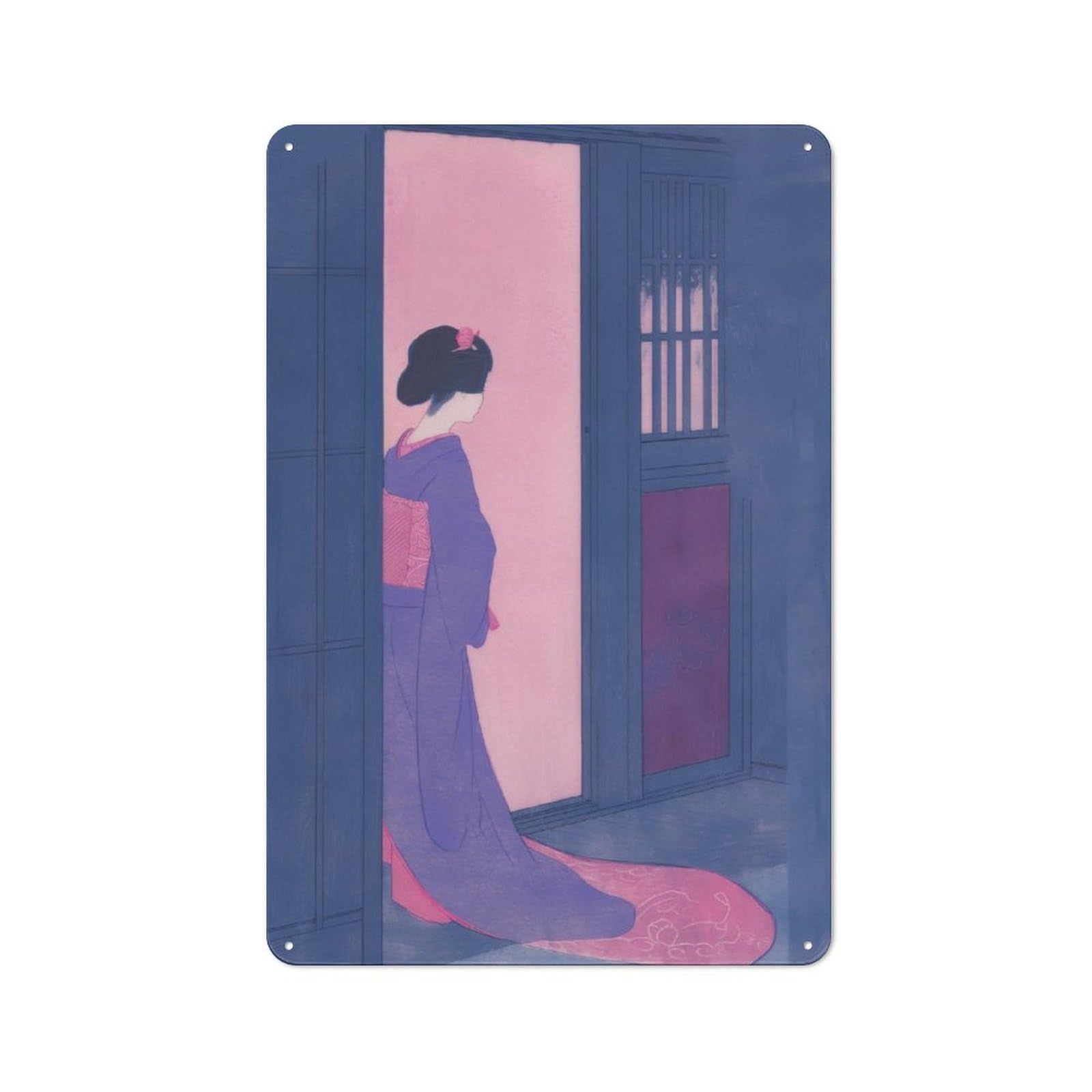 Junmoney Geisha Japanese Painting Vintage Tin Sign 30X20cm With For Kitchen Or Home Bar, For Metal Sign Collectors, For Kitchen And Home Bar Decor