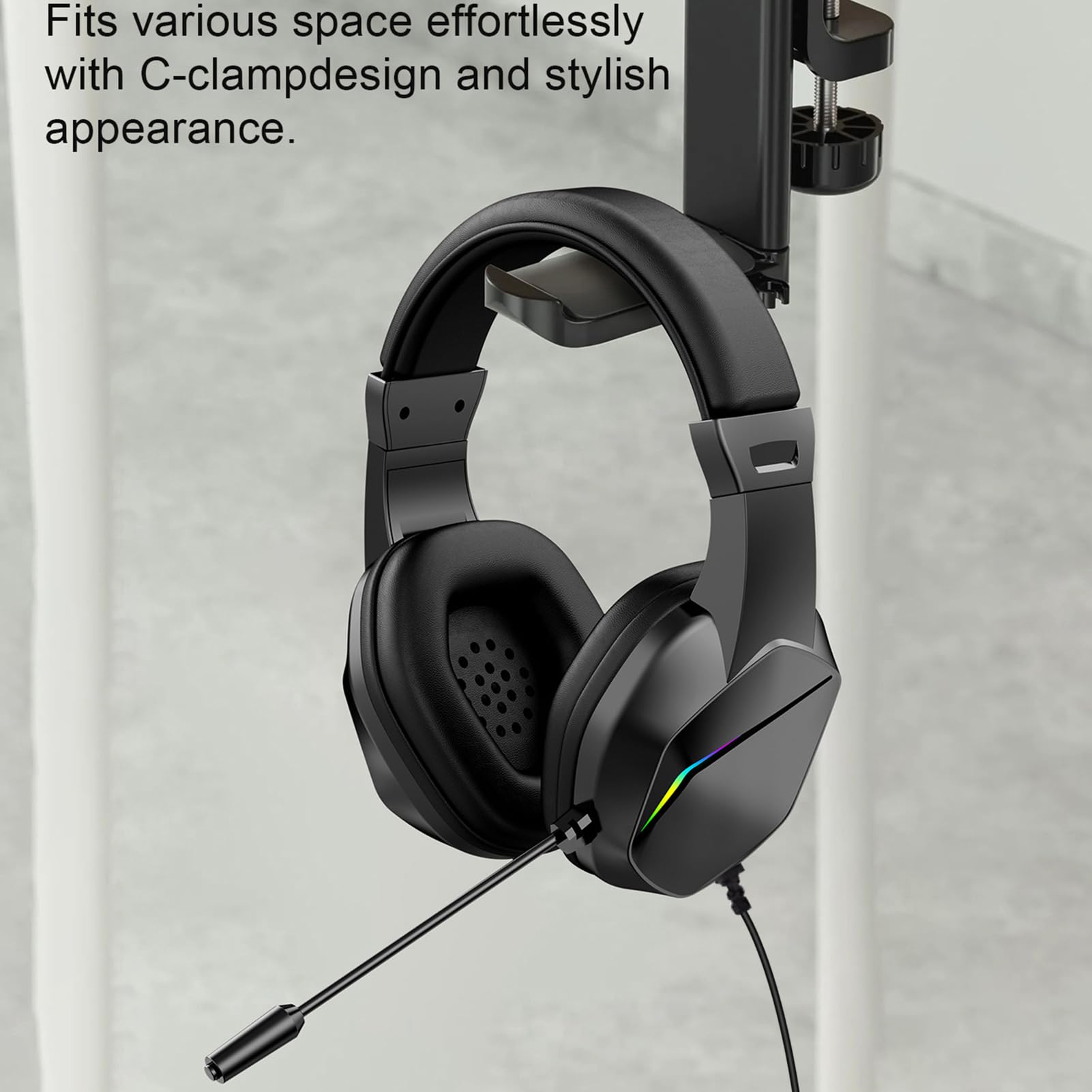 XUMIUZIY Cuffie da Gioco Cablate per PC, Cuffie Auricolari con Cancellazione del Rumore con Microfono, Luce LED, Audio Surround 7.1, Cuscinetti Auricolari in Memory Foam, Driver da 40 (USB)