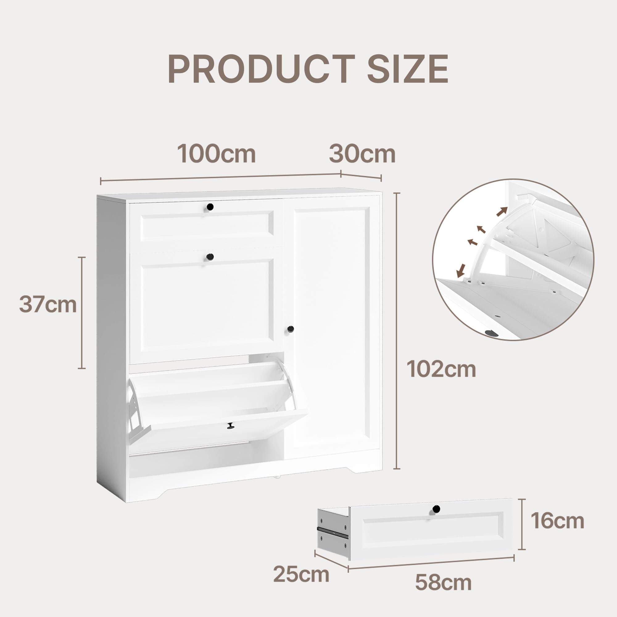 Xbro Zapatero Entrada Recibidor, Mueble Zapatero de Madera con 2 Puertas Abatibles y Armarios, Zapatero Estrecho Entrada Recibidor para Pasillo y Salón, Medidas 100×30×102cm Blanco