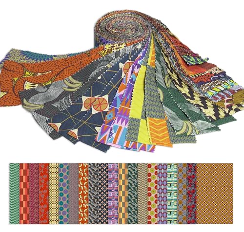 Soimoi 40Pcs African Floral Print Precut Fabrics Strips Roll Up 2.5x42inches Cotton Jelly Rolls for Quilting-ese