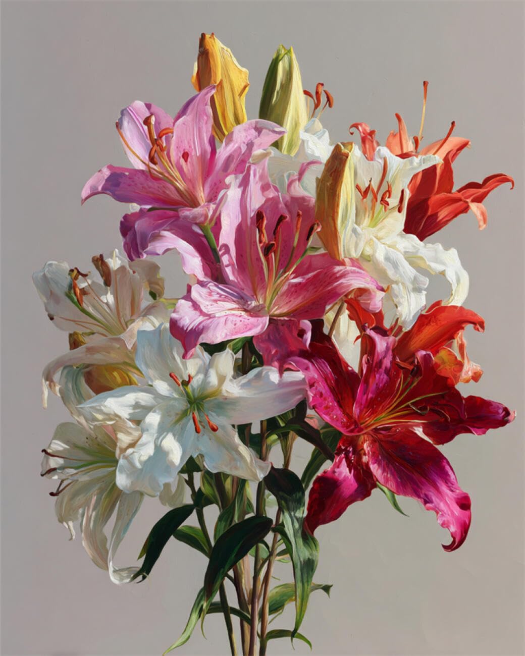 AMBATTERY Flowers DIY Bead Embroidery Set Colorful Lilies Cross Stitch Needlepoint Handcraft Tapestry Kit Beaded Stitching Pattern 3D Embroidery Set 40x50cm