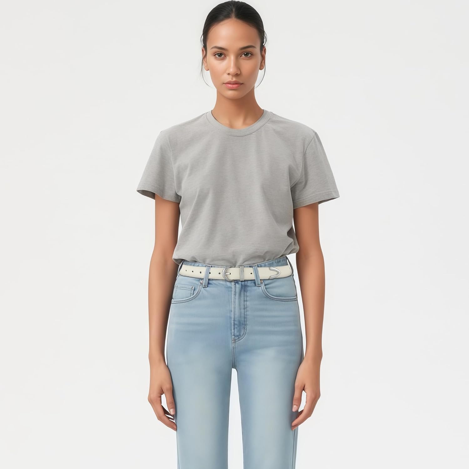 HOTWILL Women Belt for Jeans Dress Pants Fashion Gold Buckle Ladies Faux Leather Waist Belt - Image 2