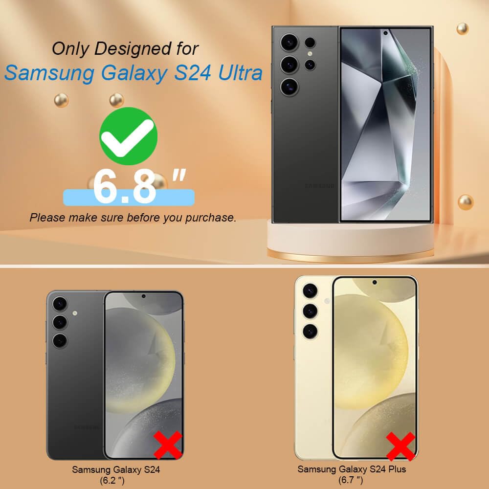 S24 Ultra Case,Card Holder Wallet for Samsung S24 Ultra Case,Ring Stand,RFID-Blocking,Wrist Strap,Camera Lens Protector,Leather Magnetic Protective Flip Cover for Galaxy S24 Ultra 2024 (Purple)