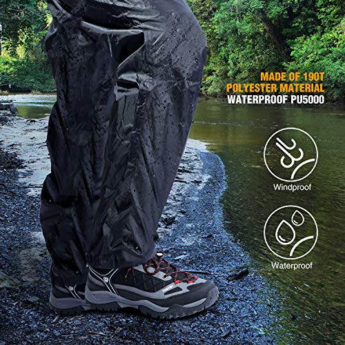 image for REDCAMP Unisex Rain Pants Waterproof Lightweight with Side Zipper, PU5