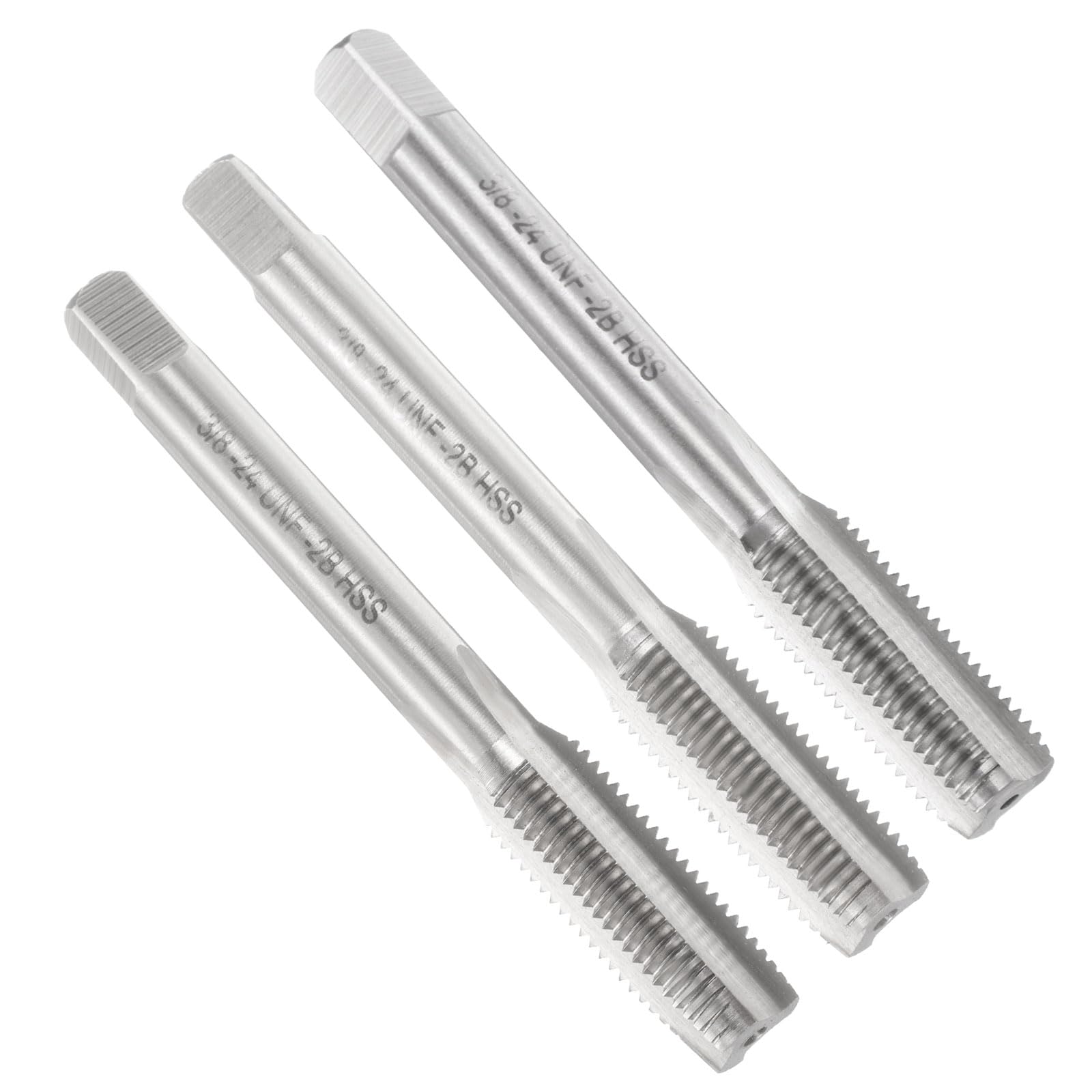 QUARKZMAN 3pcs Jeu De Tarauds À Main, 3/8"-24 UNF Tarauds À Filetage Conique/Intermediaire/De Fond, Kit D'Outils De Taraudage À Main En Acier Rapide