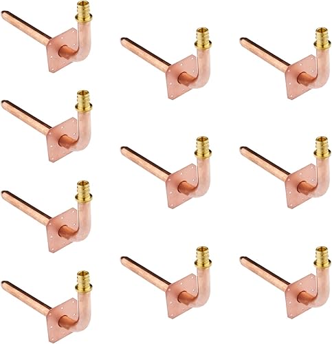 Paquete de 10 unidades EFIELD Pex-A Expansion F1960 Connection, codo de cobre con brida de pared, longitud de 1/2 a 6 pulgadas (STUB013)