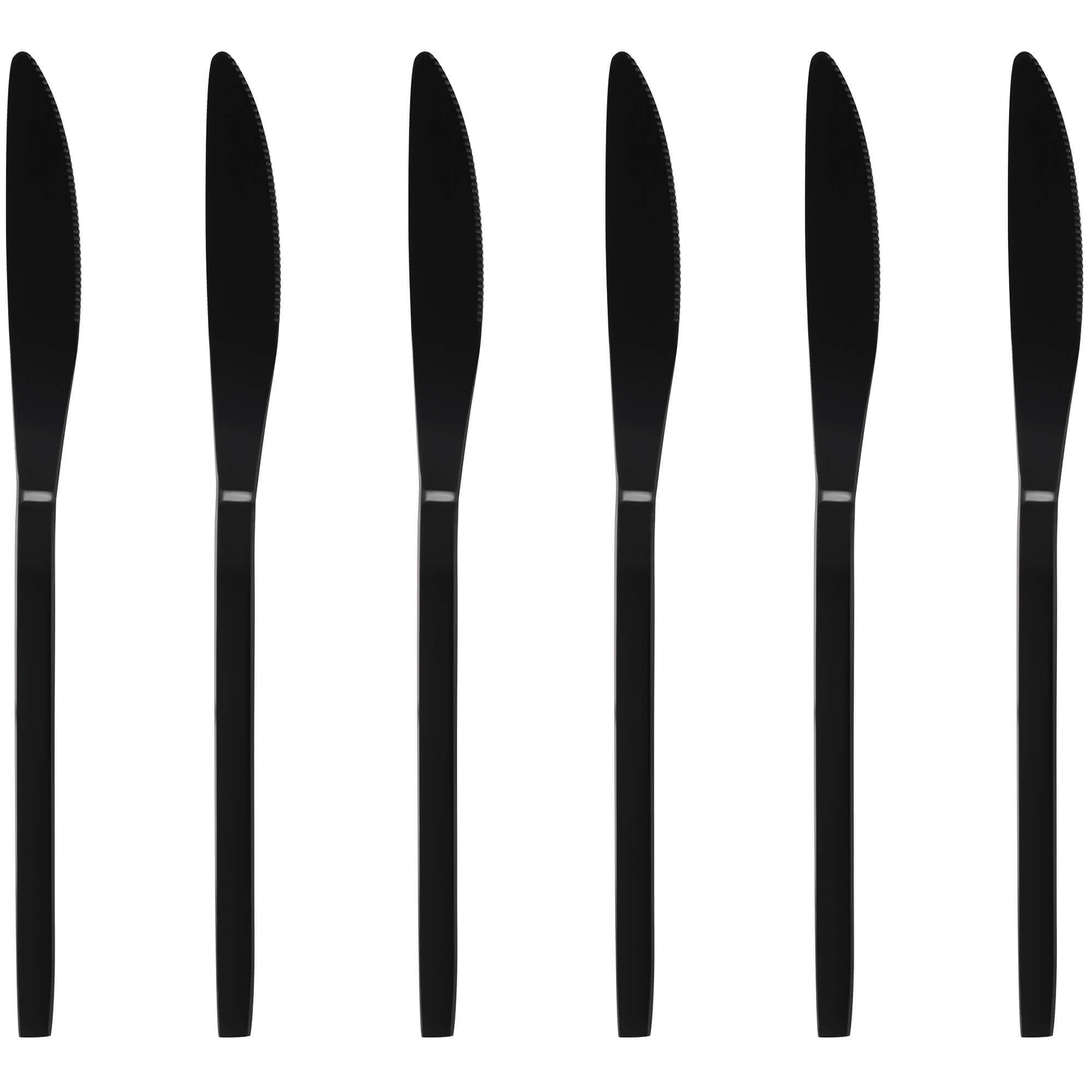 GRÄWE Juego de 6 cuchillos de postre, color negro, aptos para lavavajillas, cubiertos de postre, pequeños cuchillos de mesa, cubiertos de titanio, cuchillos de postre, serie Lisboa