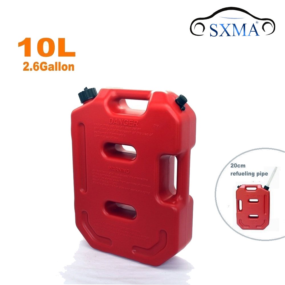 sxma Depósito de combustible latas para 2,6 gallon portátil aceite de combustible Gasolina Diesel de Gas tanque de copia de seguridad de emergencia (10L, rojo)