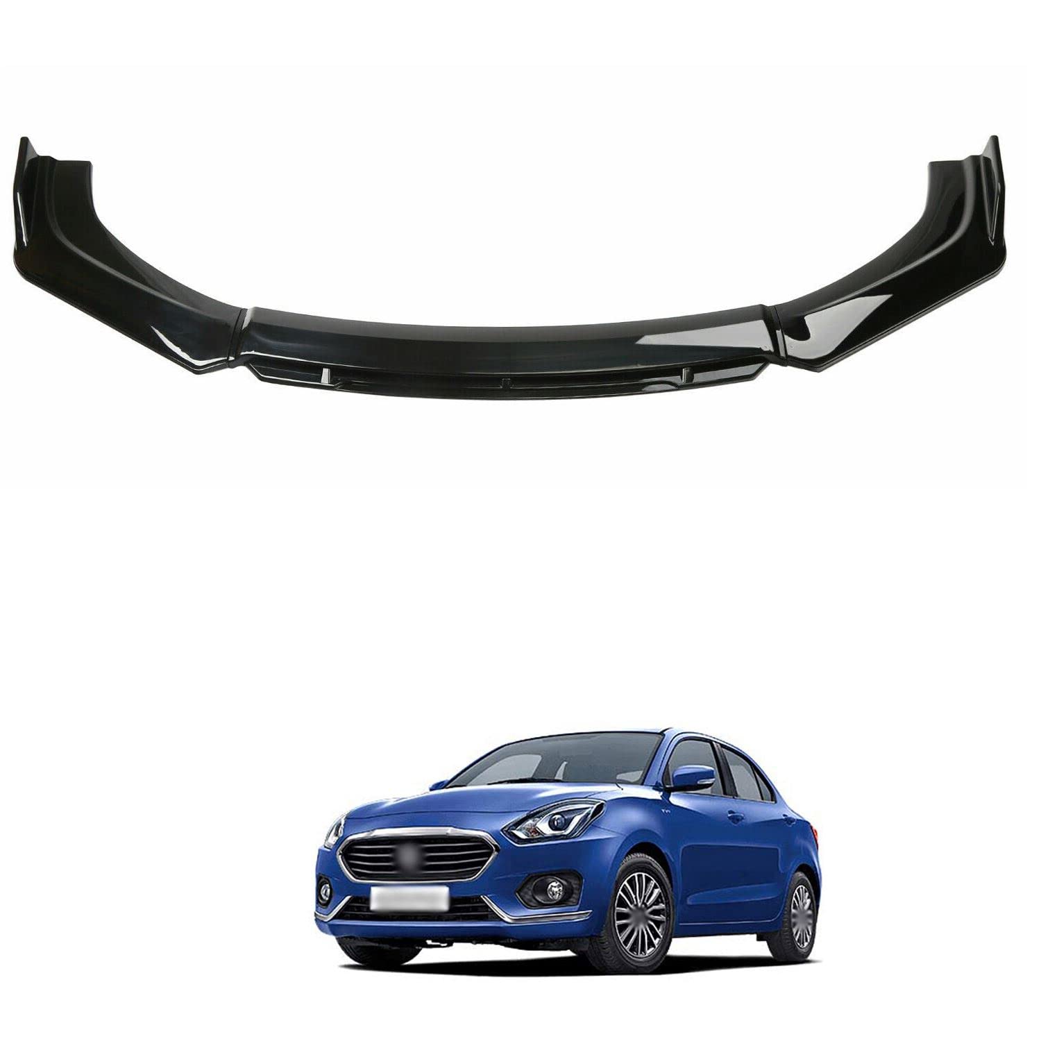 Universal Front Bumper Lip Kit, Car Front Bumper Spoiler Splitter Body Kit Side Skirt Front Bumper Protector Guard Scratch-Resistant fits Compatible with Swift D-zire