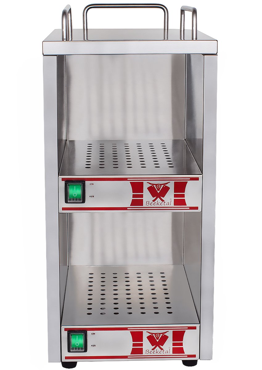 Beeketal 'BTW-1' Profi Gastro Tassenwärmer elektrisch für bis zu ca. 36 Tassen (je nach Tassengröße), 2 Fächer getrennt regelbar, konstante Wärme mit nur 2 x 70W, (B/T/H): ca. 250 x 320 x 550 mm