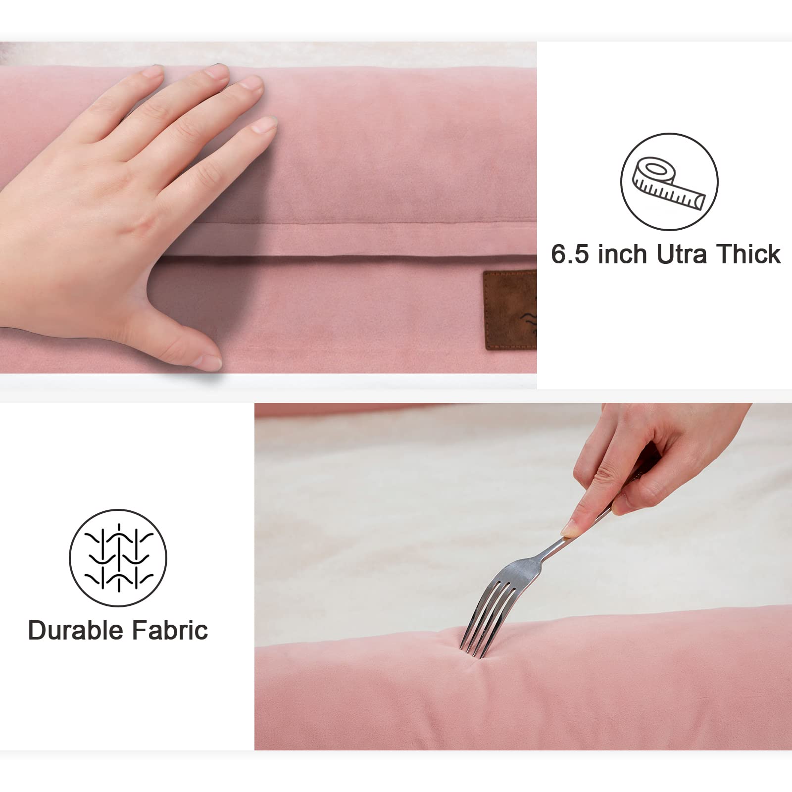 Yiruka Large Dog Bed, Pink Orthopedic Dog Bed, Waterproof Dog Bed with Removable Cover, 4-Sides Removable Bolster Dog Soft Sofa Bed with Nonskid Bottom, Washable Dog Beds for Large Dogs