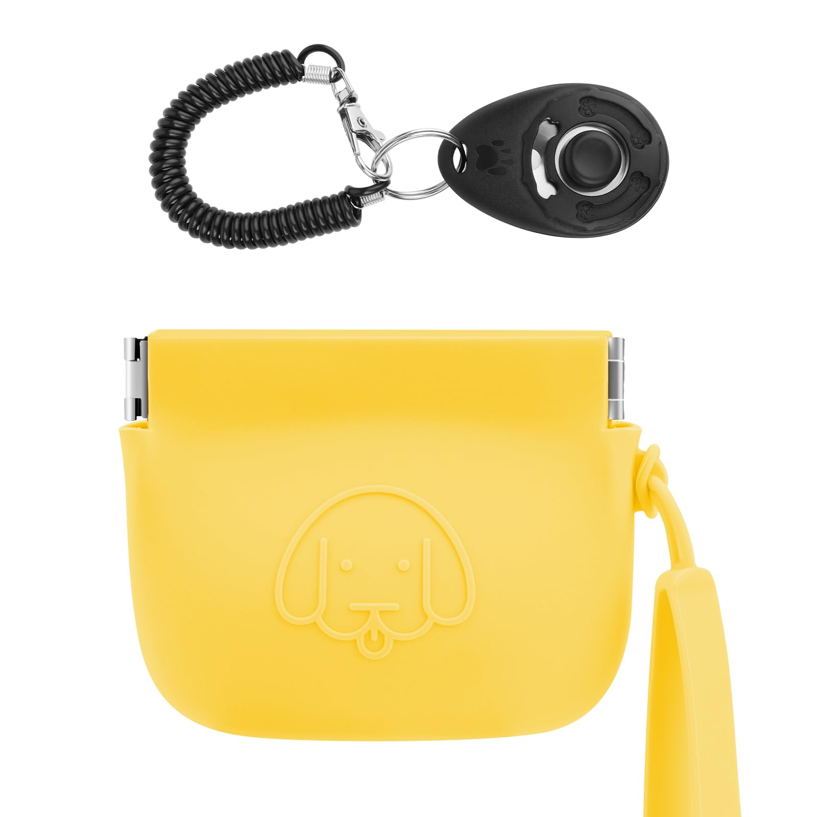 WALLFID Silicone Dog Treat Pouch Small Bag,Auto Closure,with Pet Training Clicker,Walking Bag for Dog and Cat,Pocket Size,Easy to Clean,Odorless (