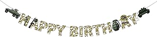 Army Soldier Theme Happy Birthday Banner Party Decorations Camouflage Party Banner Field Battle BROTHERHOOD Birthday Banner Military Birthday Party Supplies for Kids Adults Army Fans Lovers