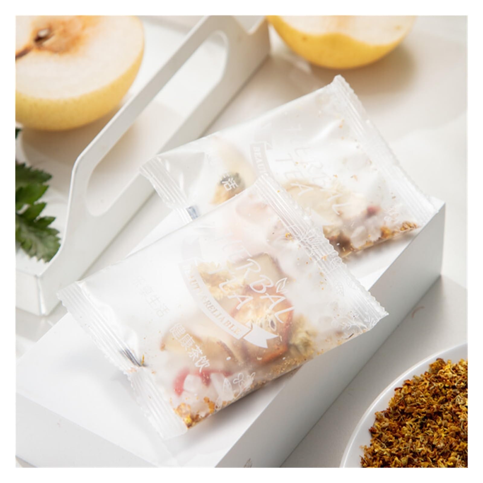 Herbata z osmantusa i gruszki śnieżnej 100g (10g x 10 torebek) owocowo-kwiatowa, herbata owocowa jagód Goji(3pcs)