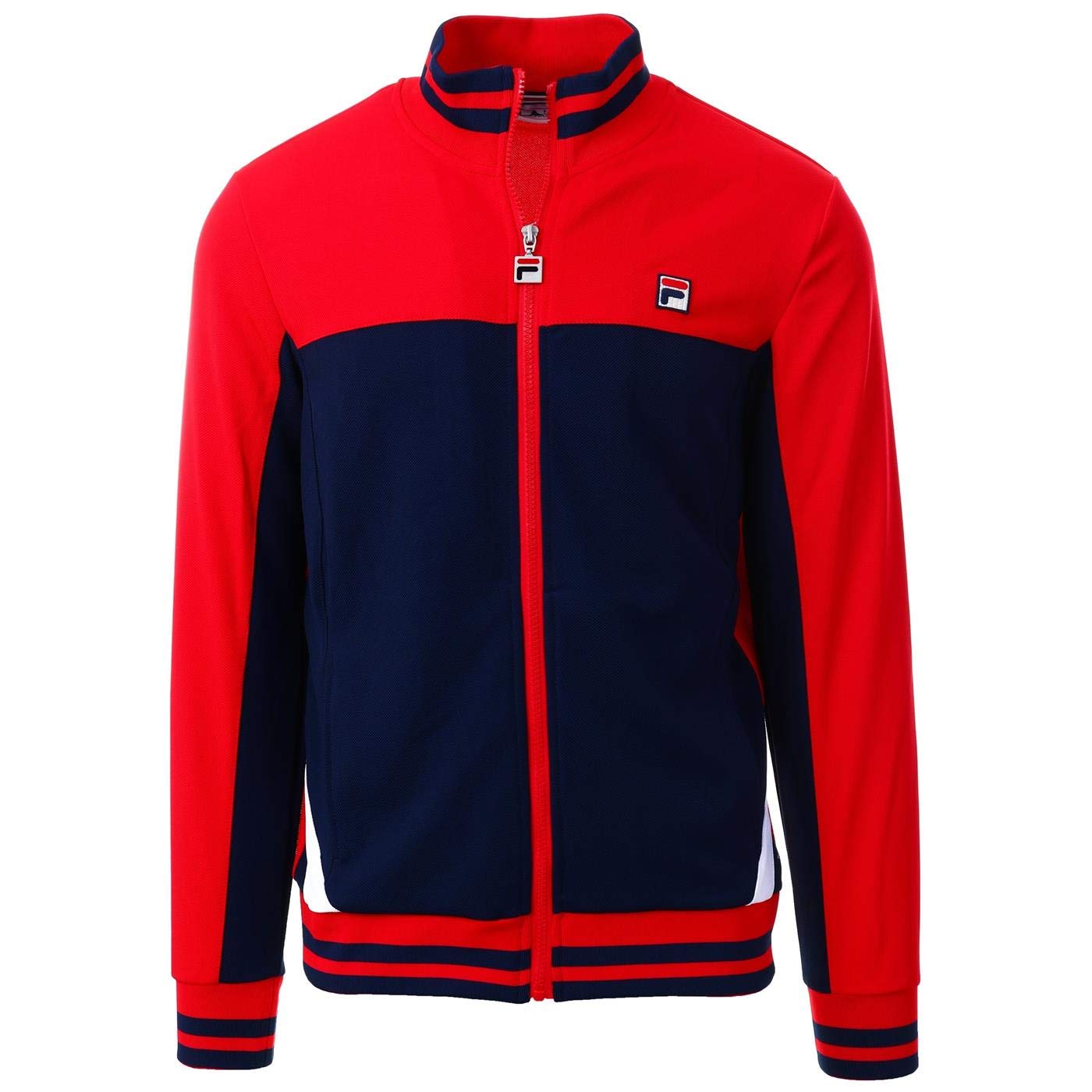 Fila Tiebreaker Heritage Track Jacket in Chinese Red/Peacoat Blue Small