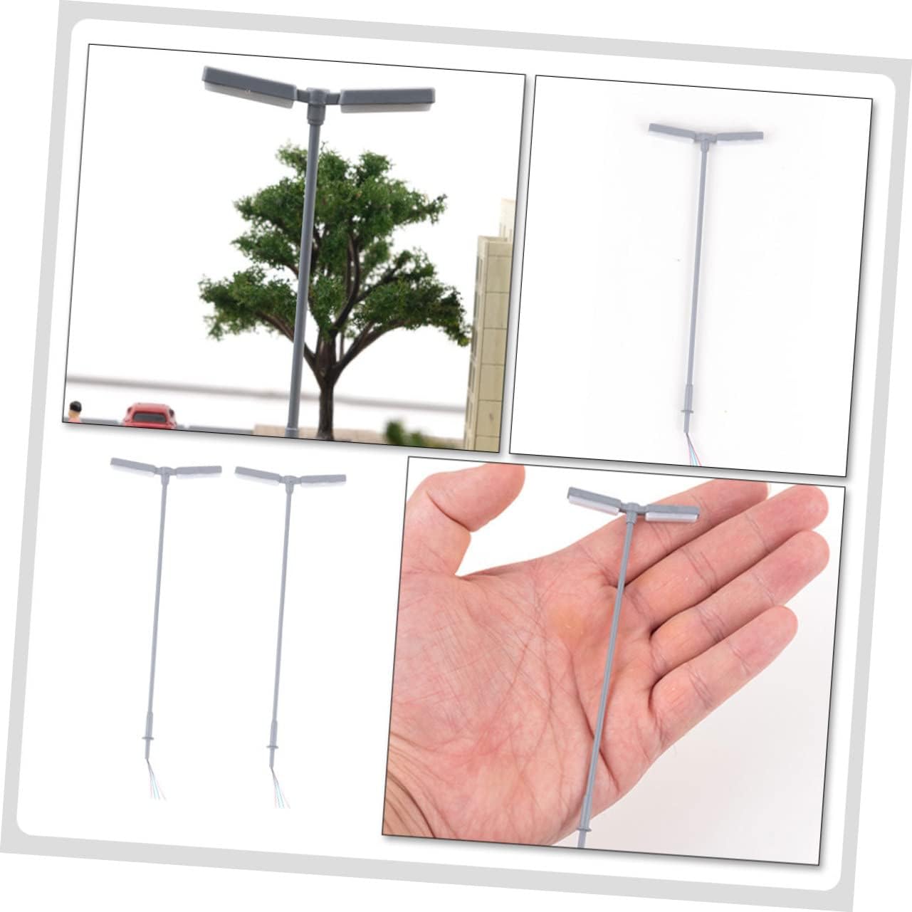 Gadpiparty 2pcs LED Street Lamp Model for Sand Table Decor Miniature Lamppost Steel Pole for Village Landscape and Garden Decoration