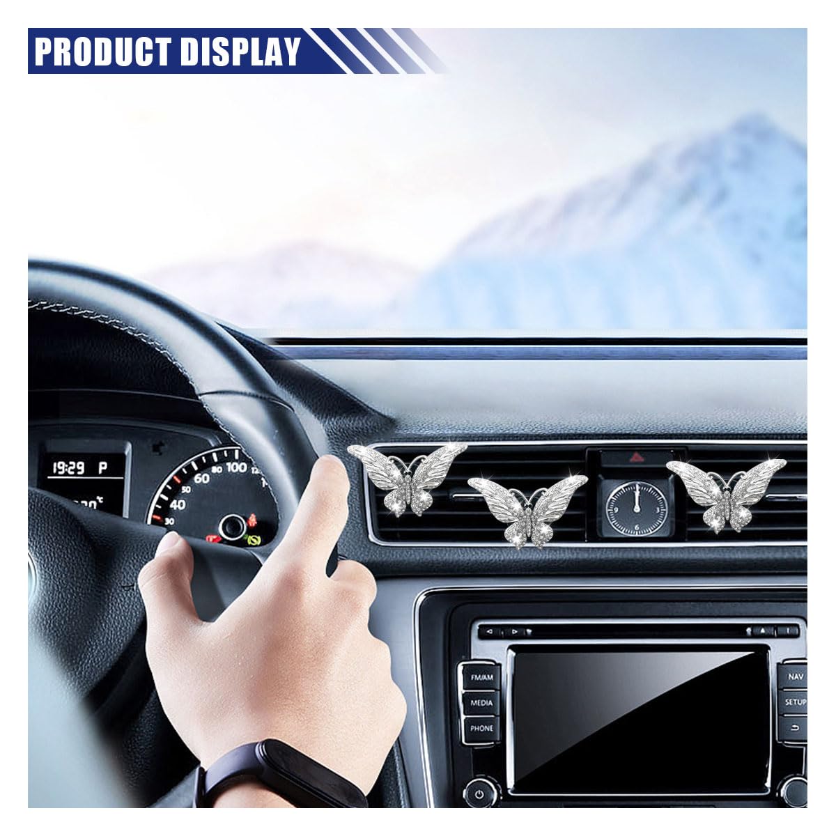 3 clips de ventilación de coche con diamantes de imitación de cristal, bonito difusor de aromaterapia, clip de ventilación de coche, accesorios de decoración interior de automóvil para niñas y mujeres
