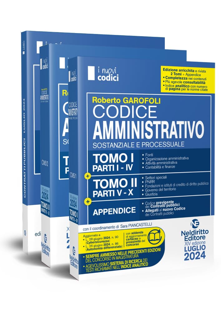 Concorso Magistratura: Kit codici normativi Civile, Penale e Amministrativo Luglio 2024