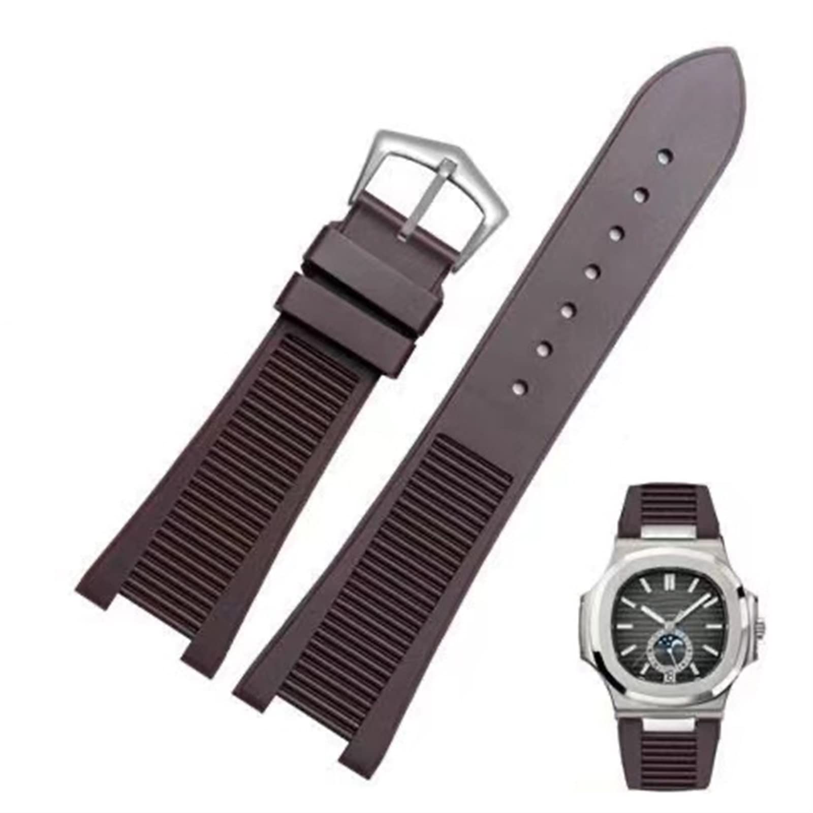 ZUC Dla Patek Philippe 5711 5712G Nautilus silikonowa bransoletka czarny niebieski brązowy zegarek na rękę 25 x 13 mm sportowe gumowe paski do zegarków