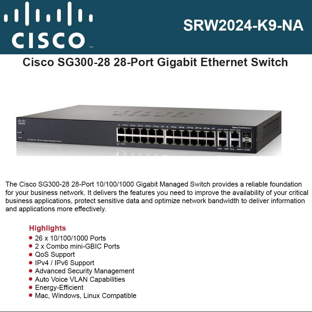 Amazon.com: Cisco SG300-28 28-Port Gigabit Managed Switch 26 x 10