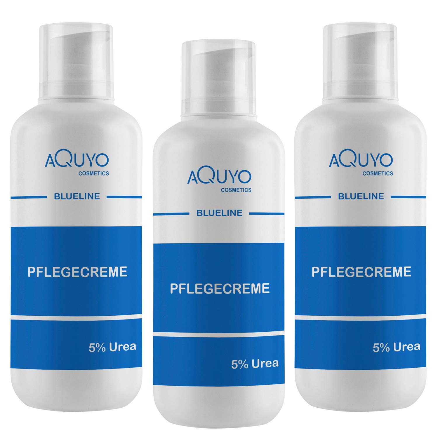 Blueline 5% Urea Creme für trockene Haut (3x 500ml) | Körpercreme bei Schuppenflechte oder Neurodermitis, Pflegecreme gegen Juckreiz, Hautcreme für Hautunreinheiten und Hautausschlag