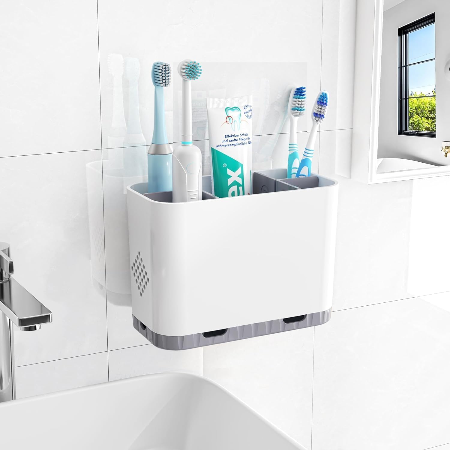 5 Slots Detachable Toothbrush Holder Set - for Bathroom Countertop