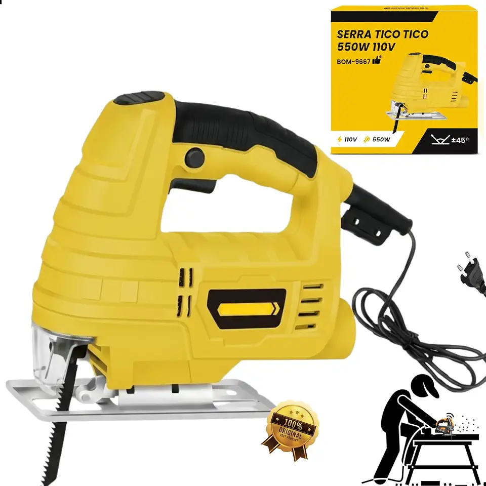 Serra Tico Tico 550W 110V Elétrica Corte Madeira e Metal Ajuste 45° Portátil Profissional DIY