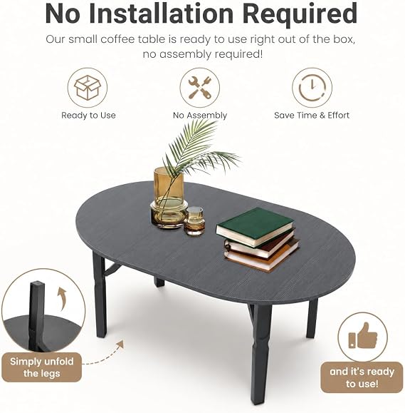 Folding Coffee Table Foldable Coffee Table for Small Space No Assembly | for Small Spaces| Portable Collapsible| Low Floor Small Coffee Table| Living Room Home Office 31.5 x 18.9 x 14.2 in