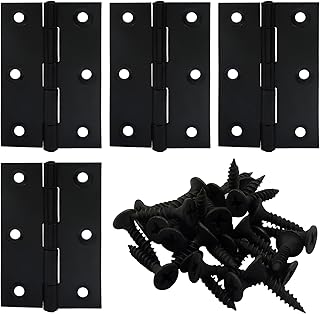Murtenze 4 Pack 3 Inch Folding Hinges, Stainless Steel Door Hinge, Heavy Duty Window Hinges for Furniture, Door, Wooden Box (Black)
