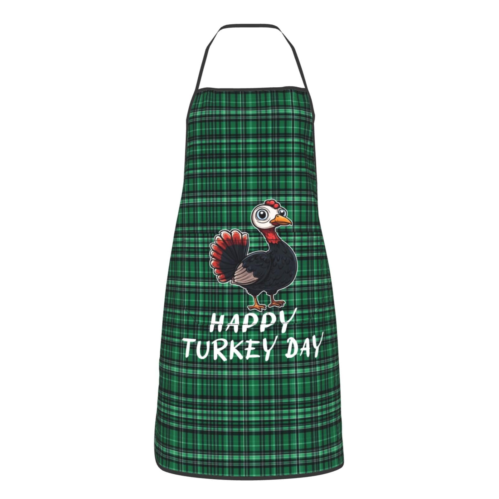 nopicsn Happy Turkey Day Funny Thanksgiving Apron for cooking with Pockets Women Men Kitchen Chef Funny Aprons