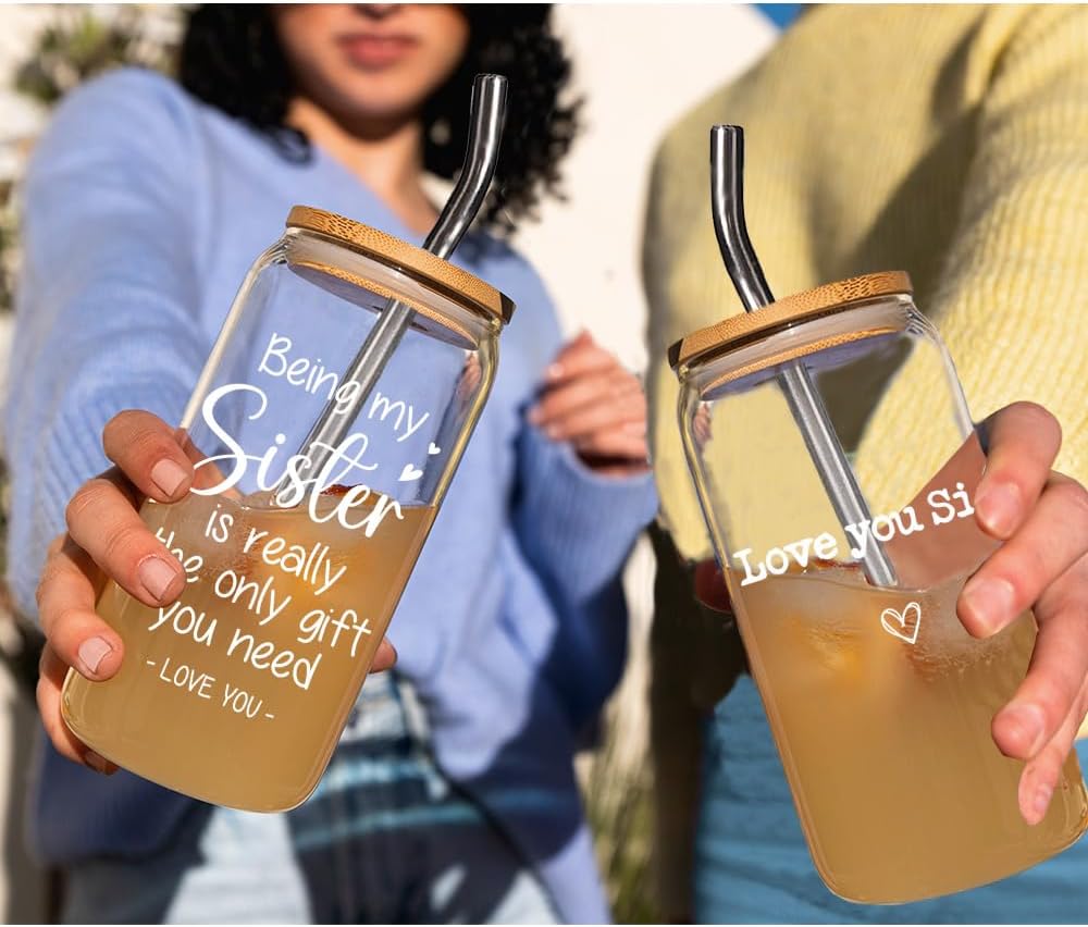 Sisters Gifts from Sister - I Love You Sis 12oz Coffee Tumbler for Besties, Best Sister Ever Gift for Women, Christmas Mothers Day Birthday Gifts for Mom Grandma Sisters Daughter-107