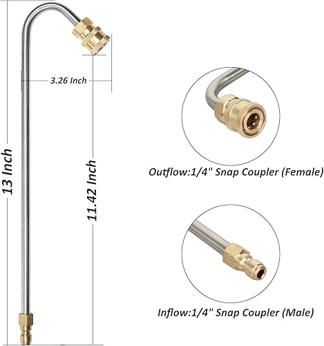 Miniatura 3 de Accesorio limpiador de canalones para lavadora a presión, limpieza de canaletas a presión, 4000 PSI, 13 pulgadas, conexión rápida de 14