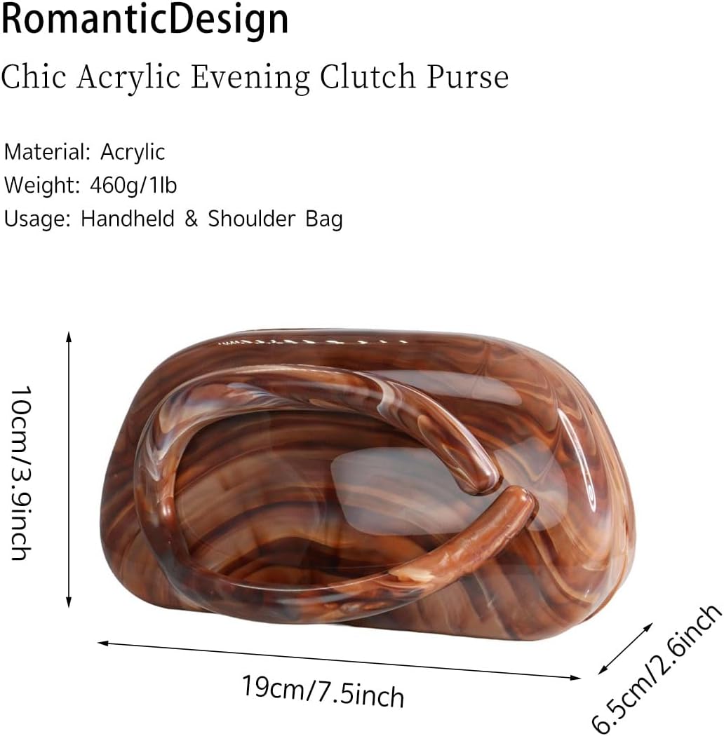 RomanticDesign Women Acrylic Metal Decor Handle Evening Clutch Purse Chic Chain Shoulder Bag for Party Prom Wedding - Image 4