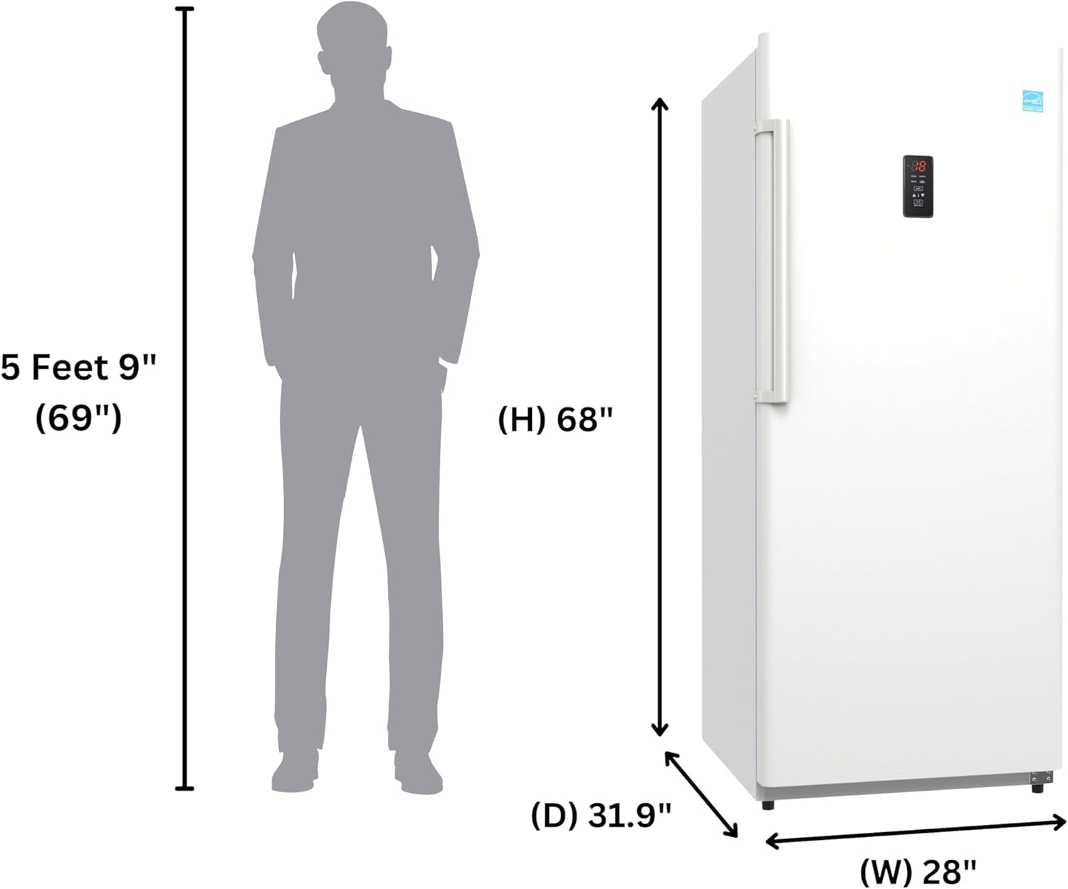 Conserv 17cf Upright Freezer CONVERTIBLE REF Garage Ready 28in wide 110V (White)