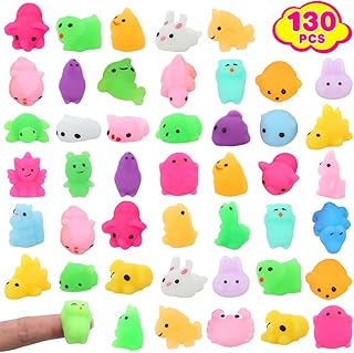 KINGYAO 130 Pack Mochi Squishy Toy, Mini Squishies Toys Fidget Party Favors for Kids 4-6 6-8 8-12 Goodie Bag Pinata Stuffers Christmas Stockings Easter Egg Fillers Classroom Prizes Gift for Girls