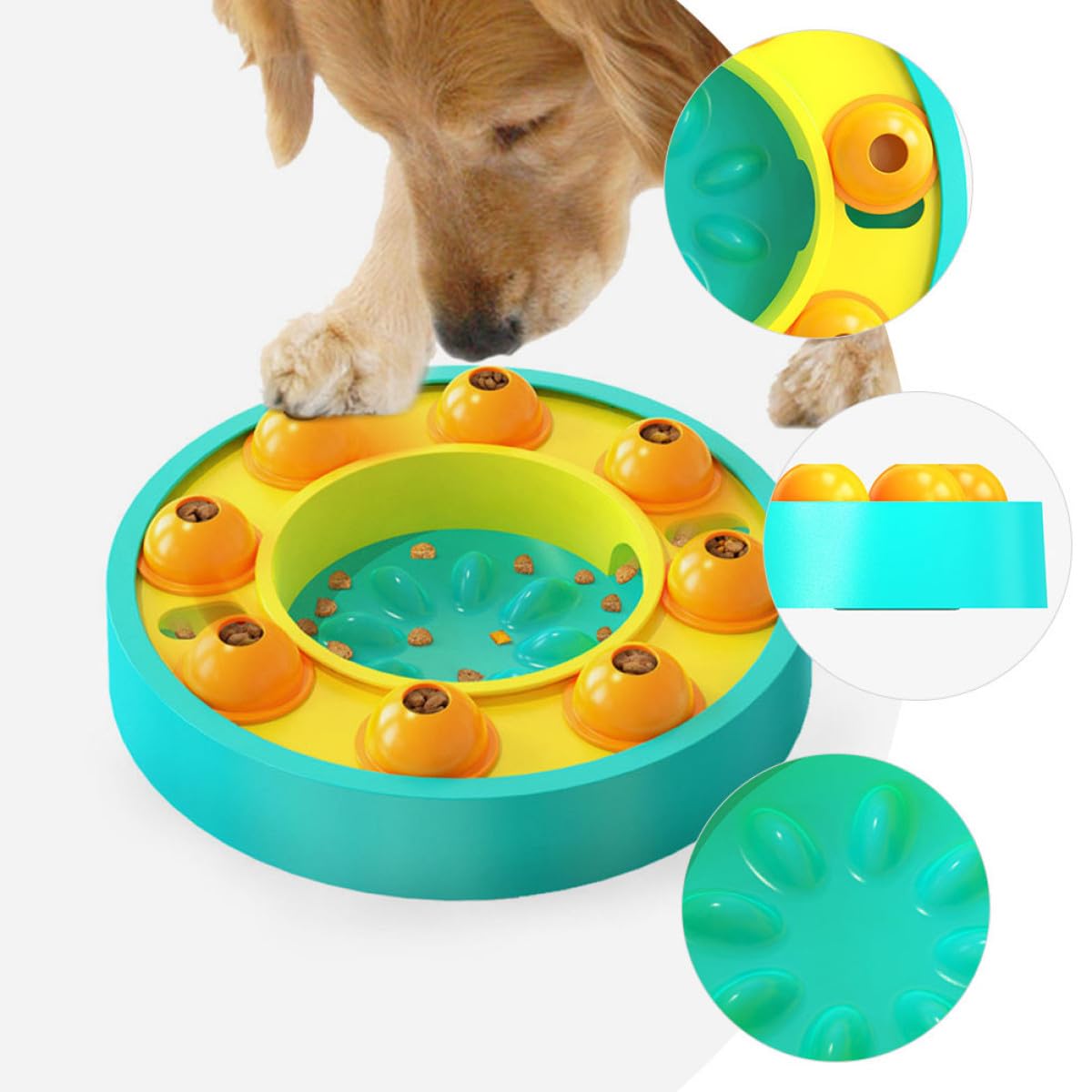 Langsamer Futterspender aus Kunststoff für Hunde mit Puzzlefunktion zur Beschäftigung und Unterstützung der Verdauung als Interaktives Haustierzubehör