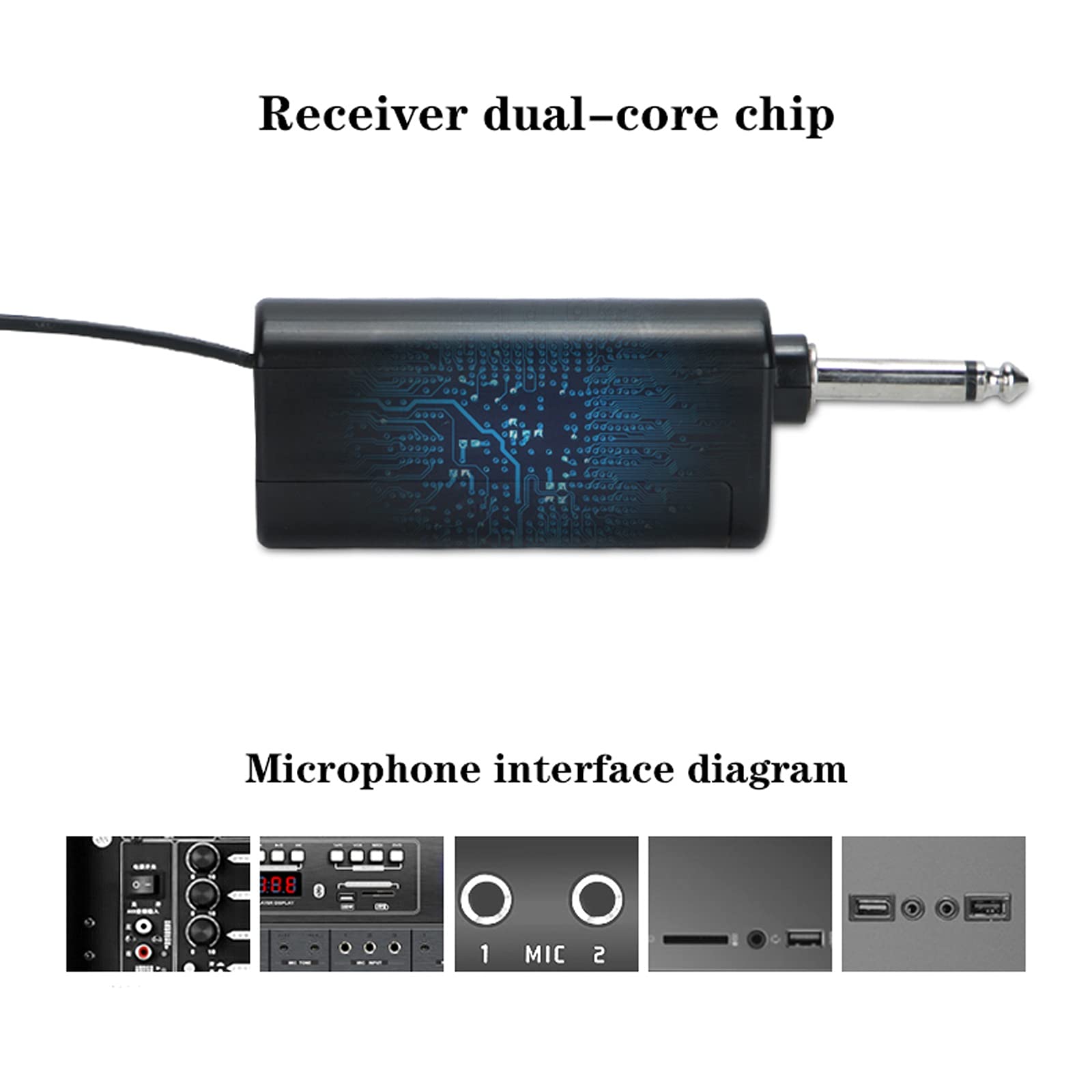 Micrófono inalámbrico Universal Dual UHF Micrófono con Recarga Recargable Micrófono de Mano de frecuencia Ajustable de Metal (Quantity : Pair)