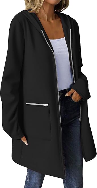 Full Zipper Jacket Women Long Hoodie Jacket Fleece Oversized Long Sleeve Sweatshirt Winter Warm Hoodies with Pockets