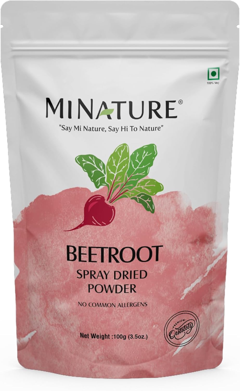 Beetroot Powder by mi Nature| Concentrated (Spray Dried) (Beta vulgaris) | Cleansing, Detoxify | Immunity Booster |Vegan, Gulten Free| Daily Nutrition |Skin Care & Health Care |100g (4Oz)
