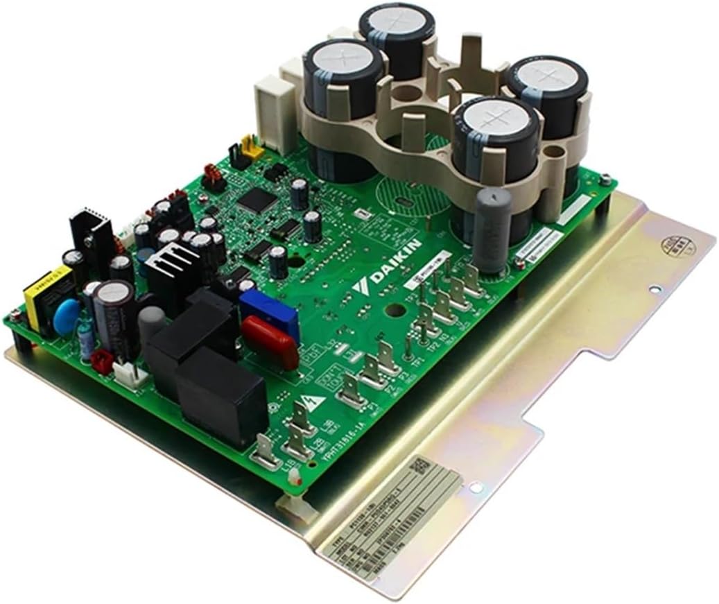 Angled view of the PC1130-1 inverter PCB with large capacitors visible.