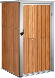 Outdoor Storage Shed, Garden Utility Tool Shed, Metal Storage Garden Shed for Backyard Garden Patio Lawn, Brown 88x89x161 ...