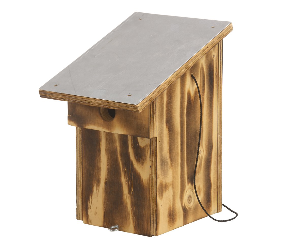 Dehner Natura Wild Bird Nesting Box with Aluminium Roof, 28 mm Flight Hole, Approx. 28.5 x 14.5 x 18.5 cm, Wood, Brown