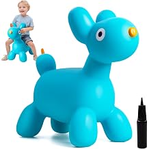 ZOOJOY Bouncy Animal Hopper, Blue Balloon Dog Bouncy Toys for Toddlers 18M+, Inflatable Ride-on Hopping Toys with Pump for Indoor & Outdoor Play, 2 3 4 5 6 7 Years Birthday Gift for Boys & Girls
