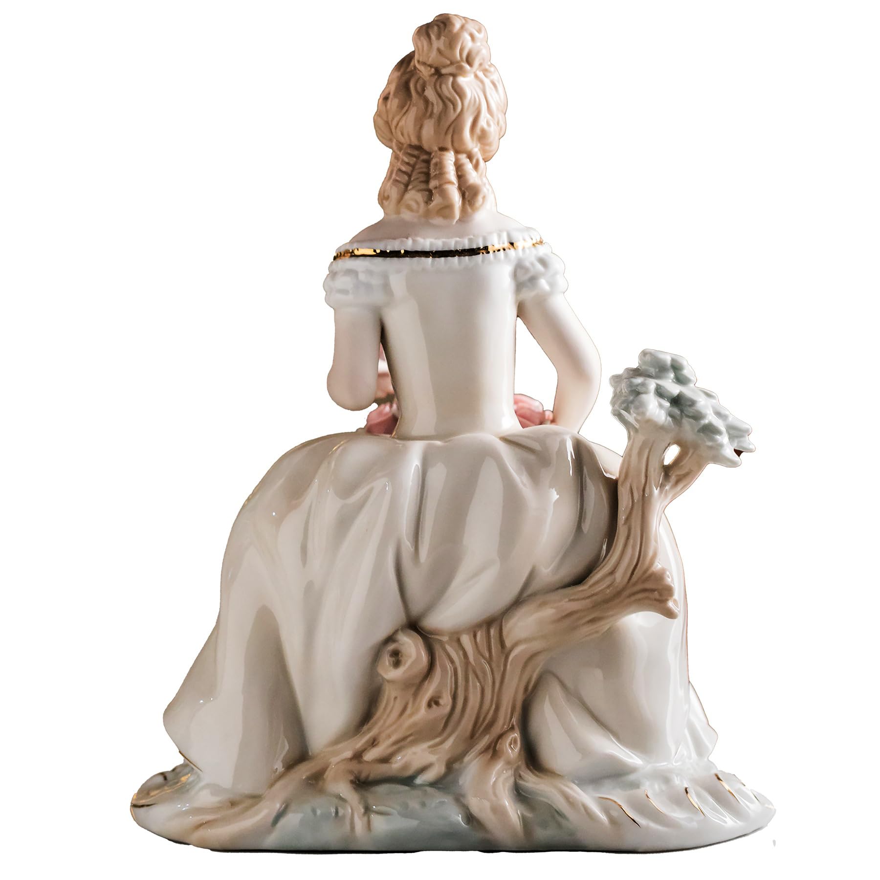 MTME Figura de porcelana, dama con flores, recuerdos, regalos de boda, estatua para decoración del hogar, (gracias querida)